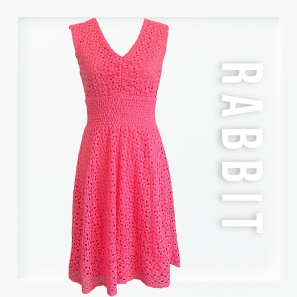 NWT Rabbit Coral Lace Overlay Full Coverage A-Line Dress sz S - Picture 1 of 11